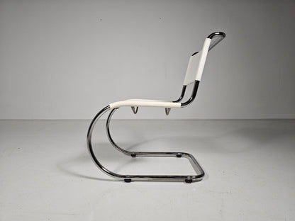 Set of 6 Mies Van Der Rohe MR10 White Cantilever Dining Chairs for Thonet, 1980s Dining Chairs