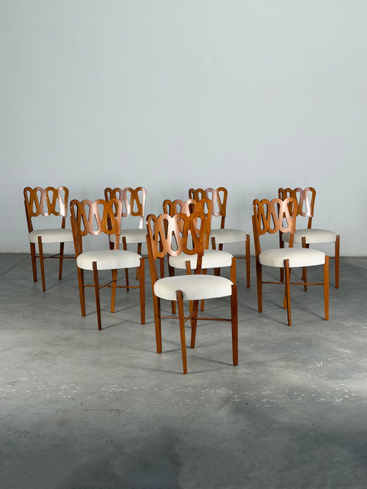Set of 8 "969" Volute Chairs for the VI Triennale by Gio Ponti, Montina, 1970s Dining Chairs