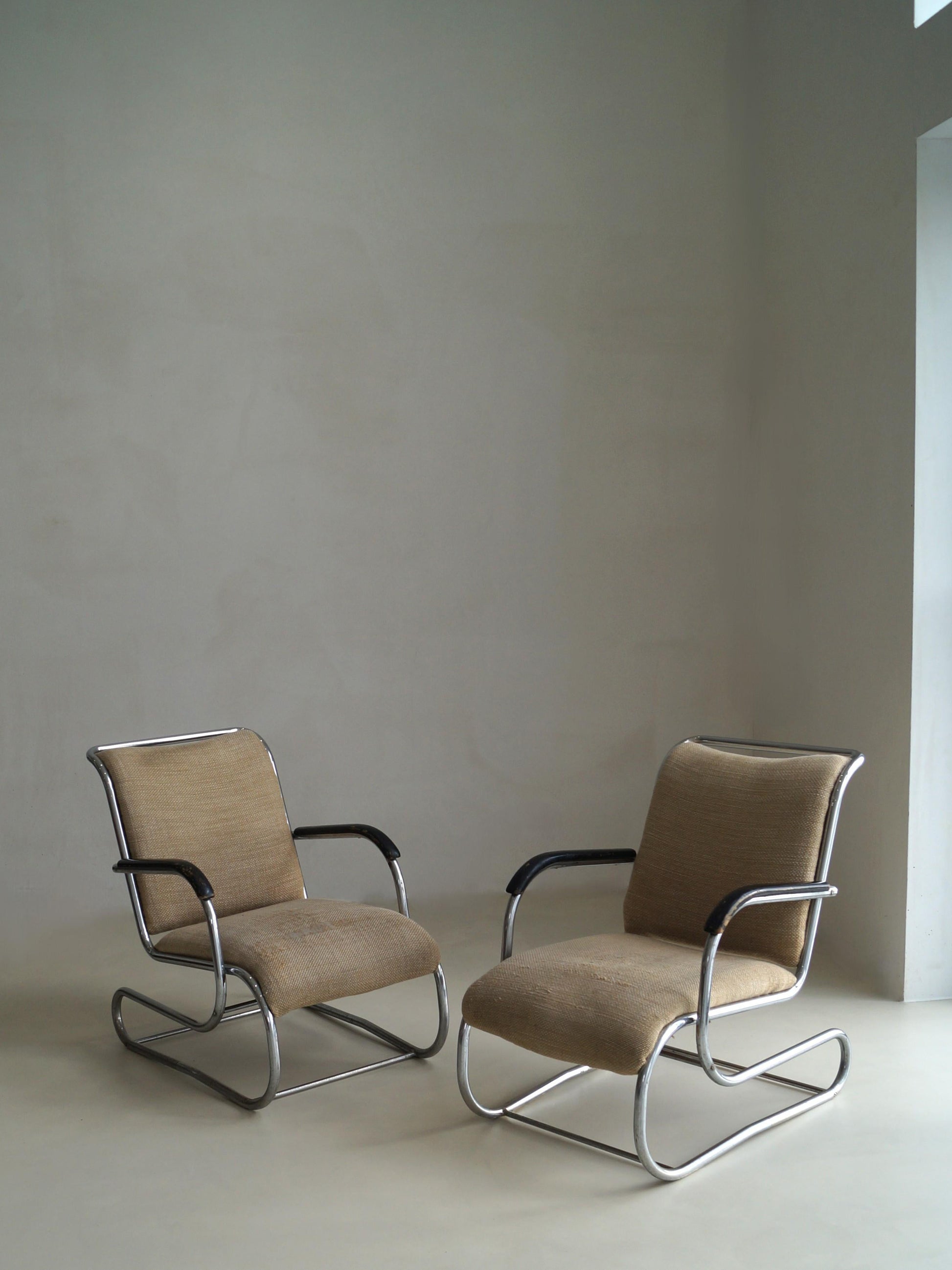 Set of Bauhaus Tubular Steel No.55 Lounge Chairs by Paul Schuitema for D3, 1930s Chairs