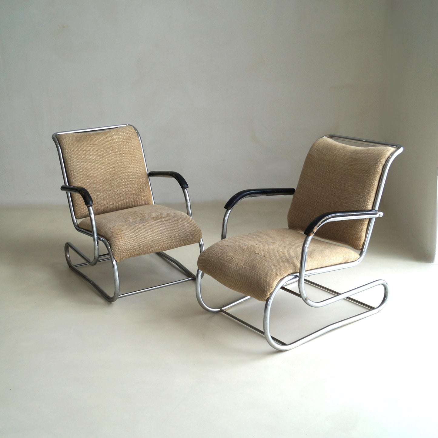 Set of Bauhaus Tubular Steel No.55 Lounge Chairs by Paul Schuitema for D3, 1930s Chairs