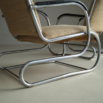 Set of Bauhaus Tubular Steel No.55 Lounge Chairs by Paul Schuitema for D3, 1930s Chairs