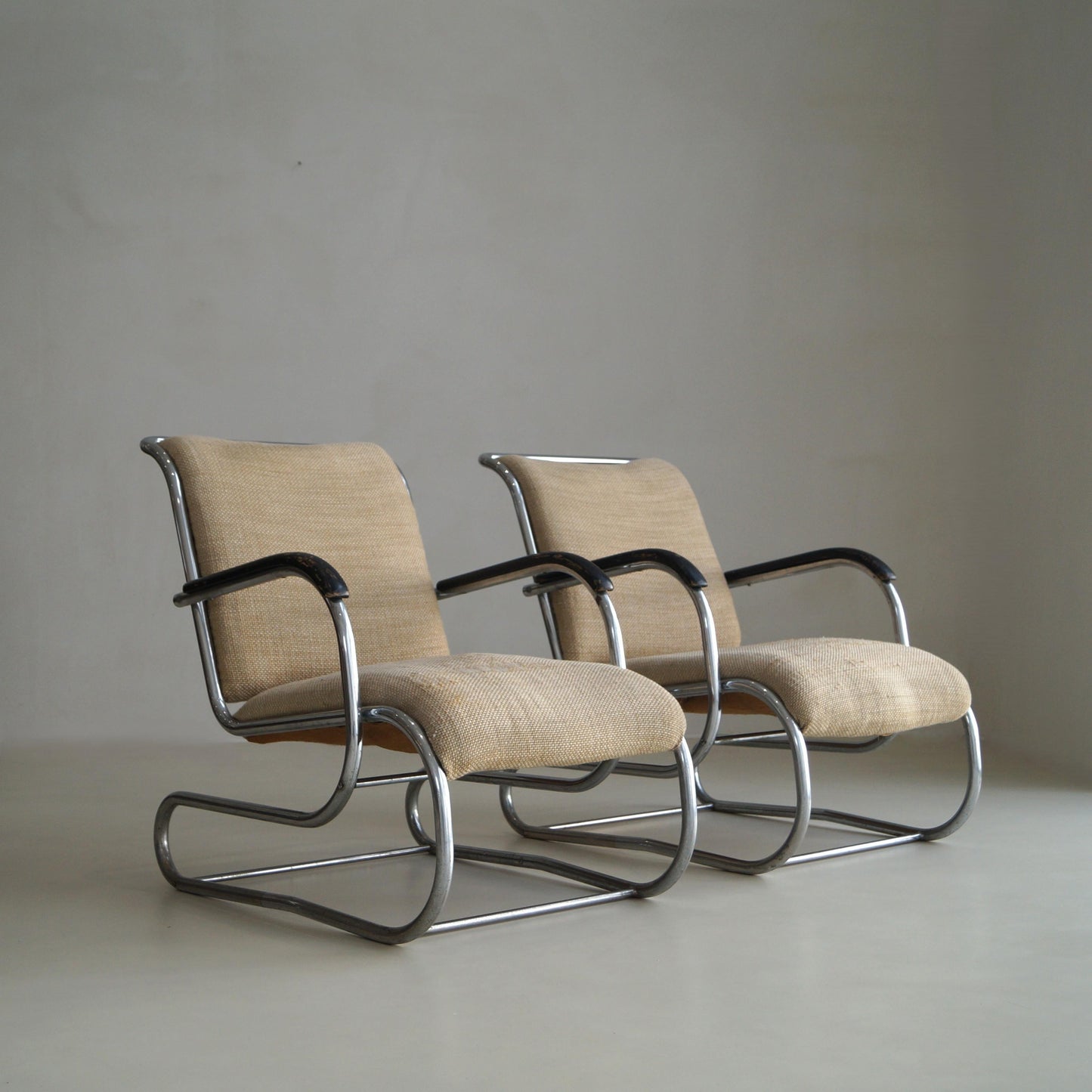 Set of Bauhaus Tubular Steel No.55 Lounge Chairs by Paul Schuitema for D3, 1930s Chairs