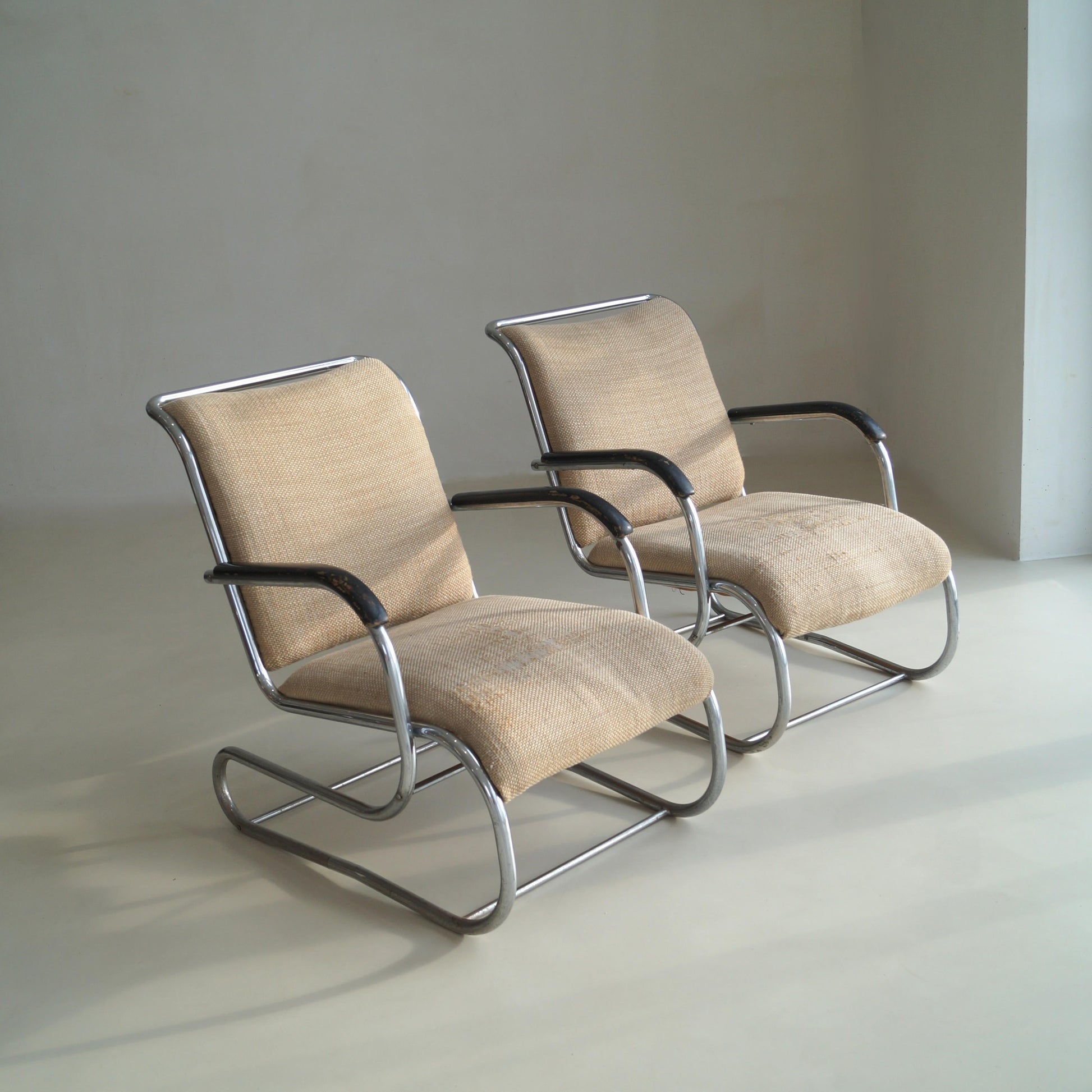 Set of Bauhaus Tubular Steel No.55 Lounge Chairs by Paul Schuitema for D3, 1930s Chairs