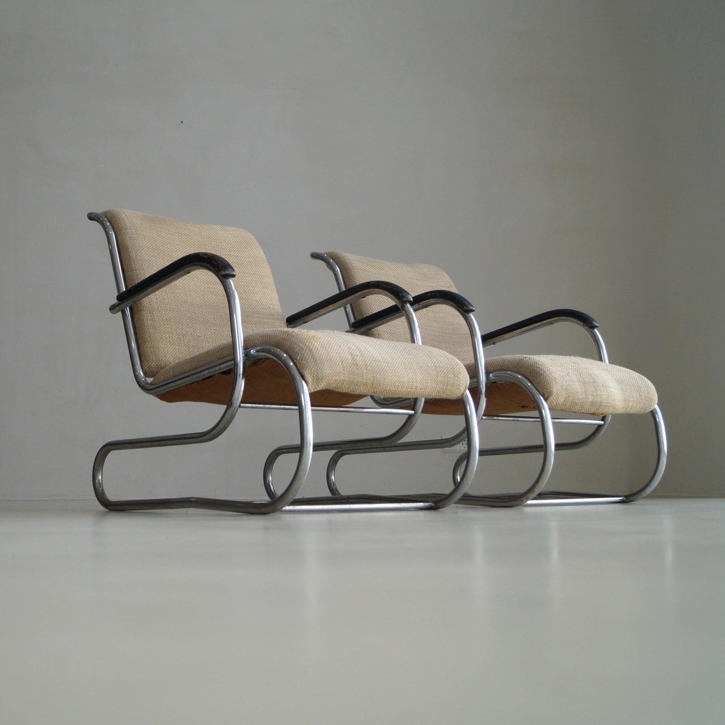 Set of Bauhaus Tubular Steel No.55 Lounge Chairs by Paul Schuitema for D3, 1930s Chairs