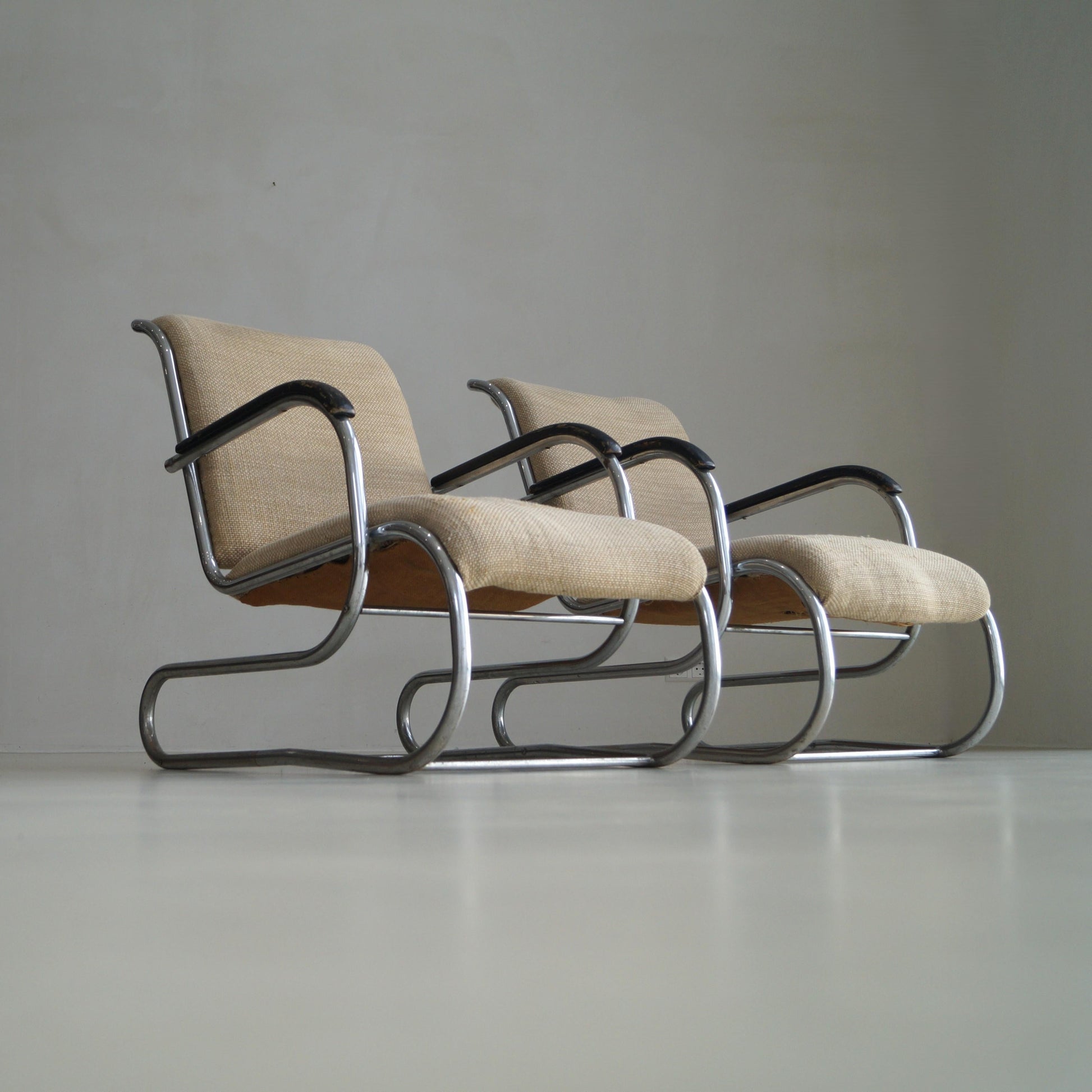 Set of Bauhaus Tubular Steel No.55 Lounge Chairs by Paul Schuitema for D3, 1930s Chairs