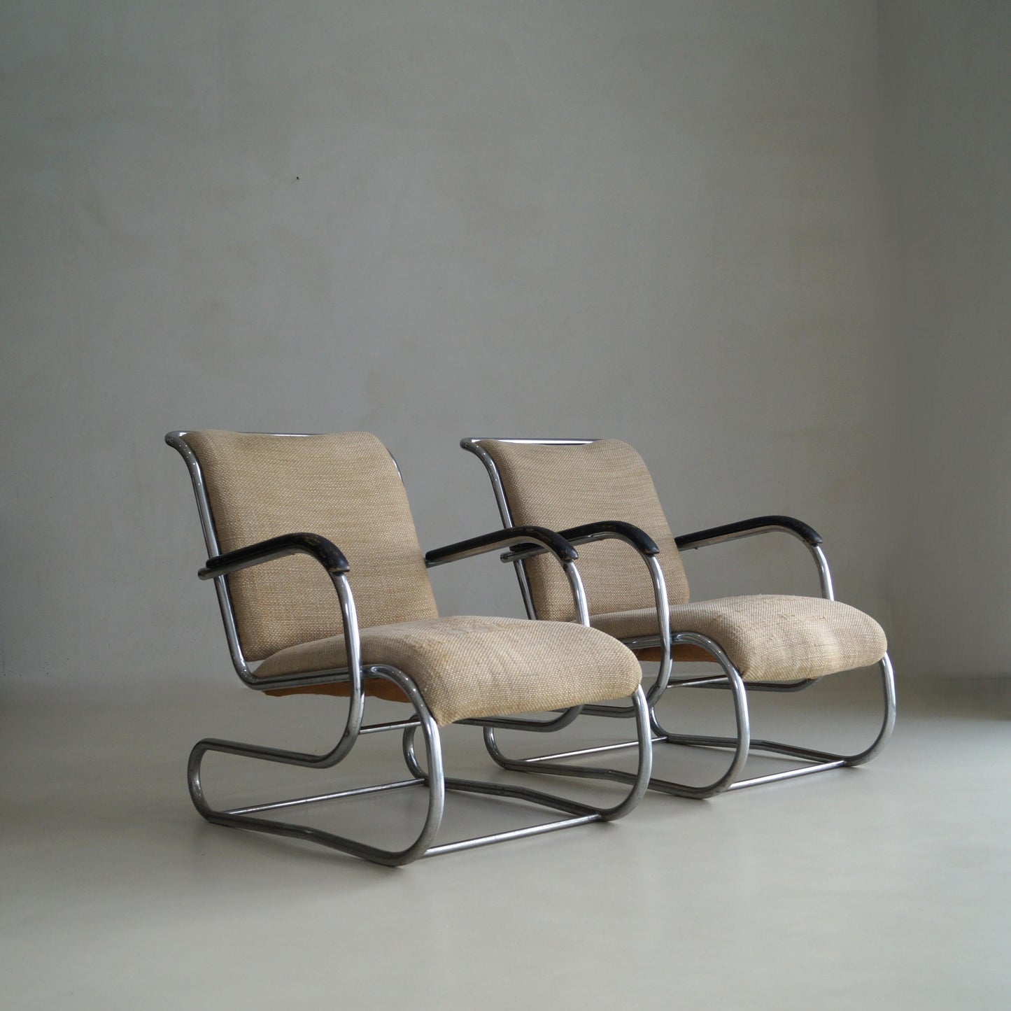 Set of Bauhaus Tubular Steel No.55 Lounge Chairs by Paul Schuitema for D3, 1930s Chairs