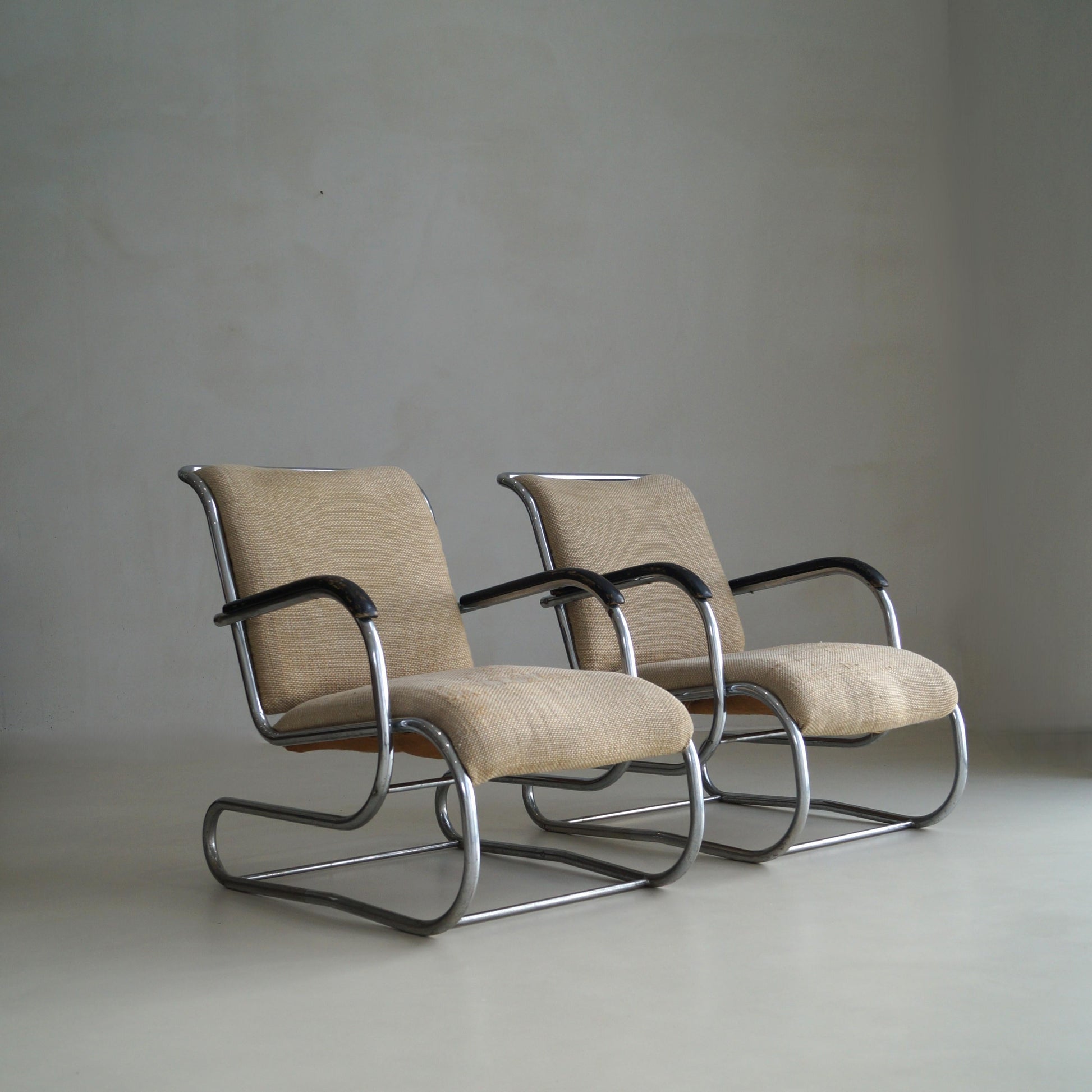 Set of Bauhaus Tubular Steel No.55 Lounge Chairs by Paul Schuitema for D3, 1930s Chairs