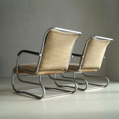 Set of Bauhaus Tubular Steel No.55 Lounge Chairs by Paul Schuitema for D3, 1930s Chairs