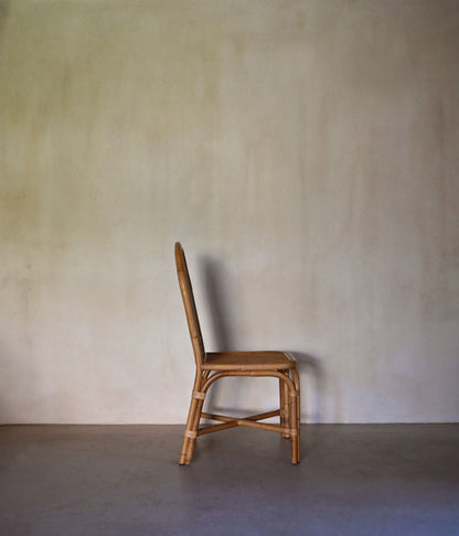 woven rattan chair, a single chair in profile