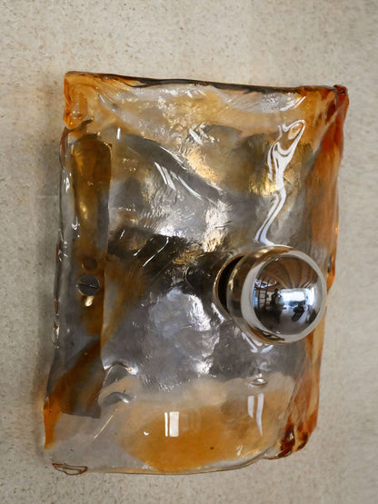 Set of Three Mazzega Wall Lamps, 1970s Sconces