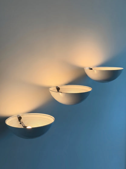 Set of Three Model 1222 Wall Lights by Elio Martinelli for Martinelli Luce, 1979 Sconces