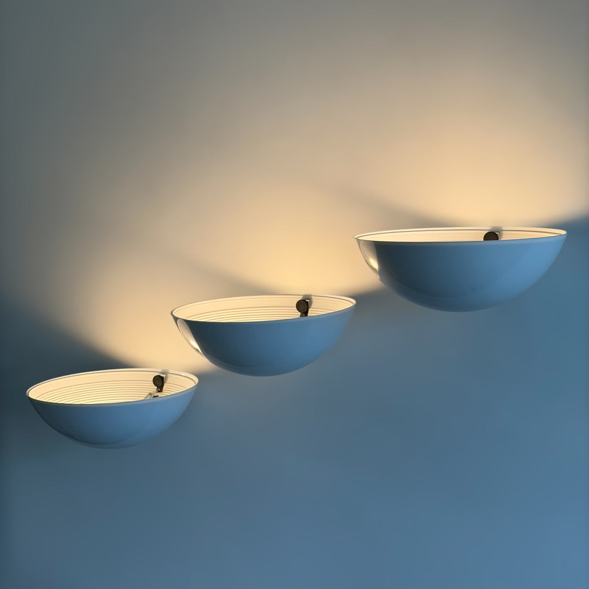Set of Three Model 1222 Wall Lights by Elio Martinelli for Martinelli Luce, 1979 Sconces