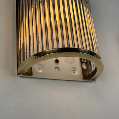 Set of Two Art Deco Style Murano Glass and Brass Wall Sconces by De Majo, 1970s Sconces