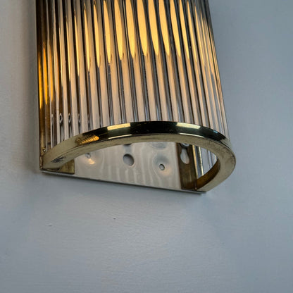 Set of Two Art Deco Style Murano Glass and Brass Wall Sconces by De Majo, 1970s Sconces