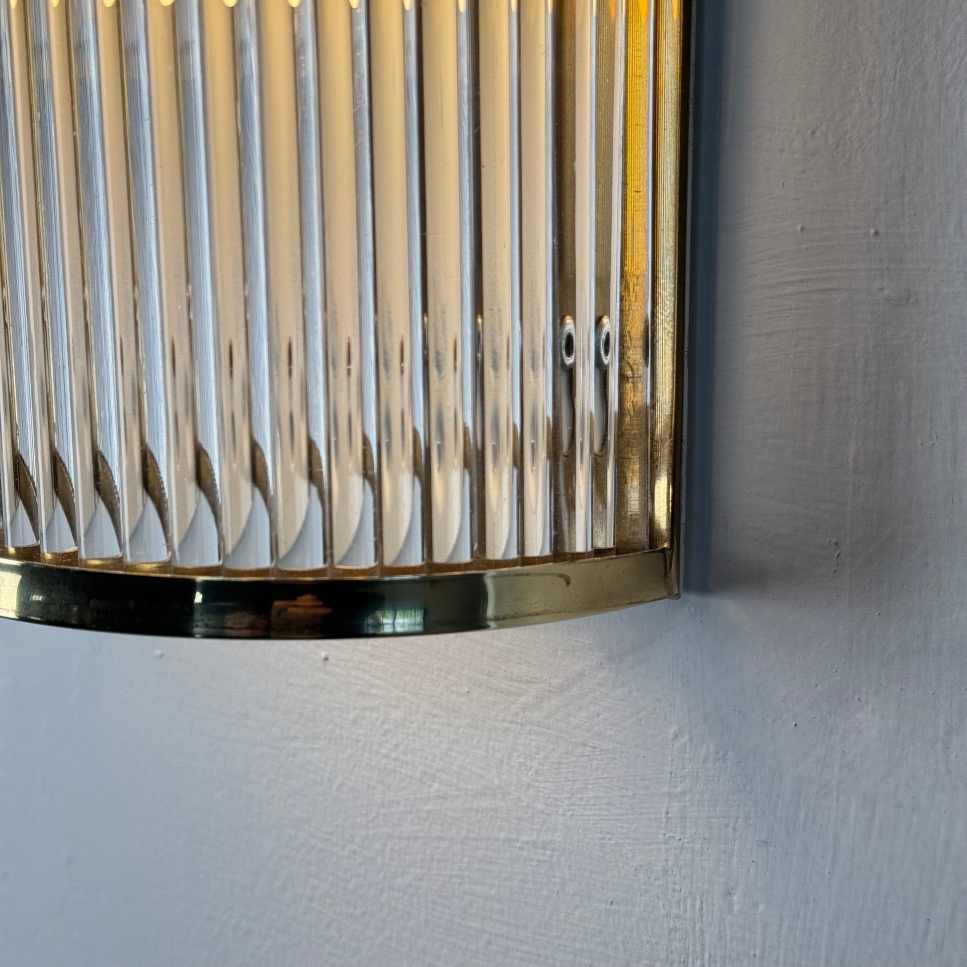 Set of Two Art Deco Style Murano Glass and Brass Wall Sconces by De Majo, 1970s Sconces