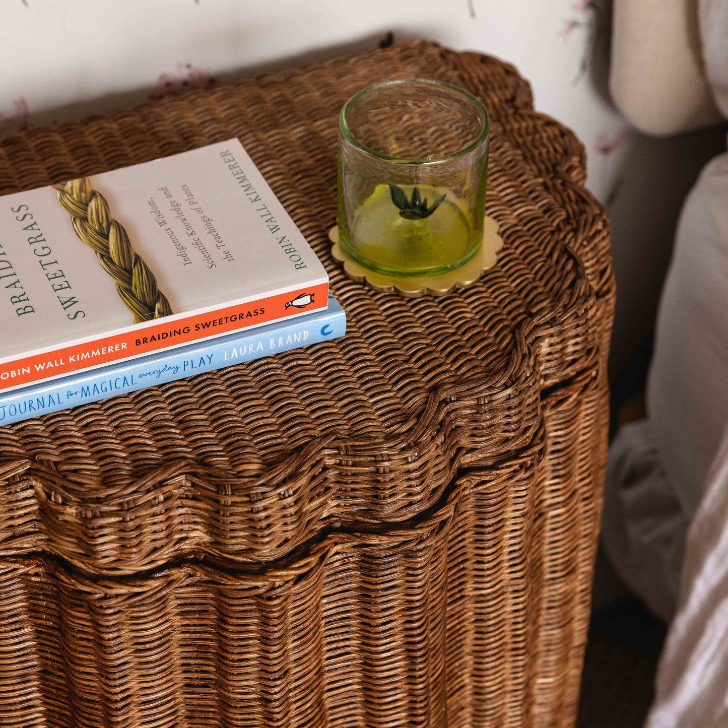 Shell Rattan Side Table & Laundry Basket End Tables