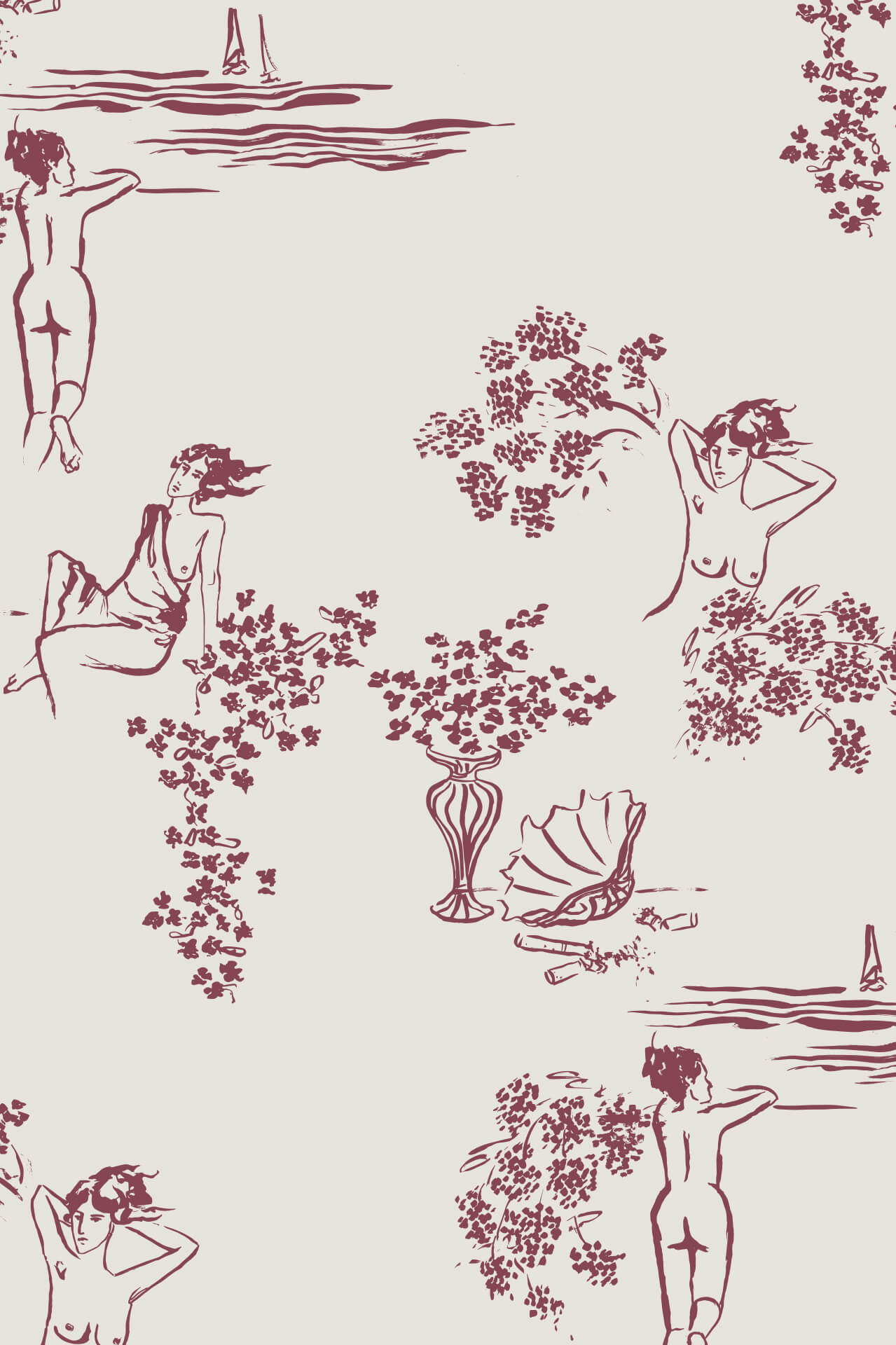 Sisters Wallpaper in Rose Quartz by Papier