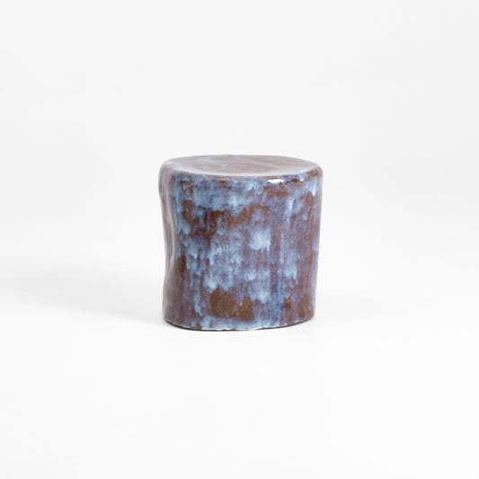 Small Ceramic Side Table in White on Brown End Tables