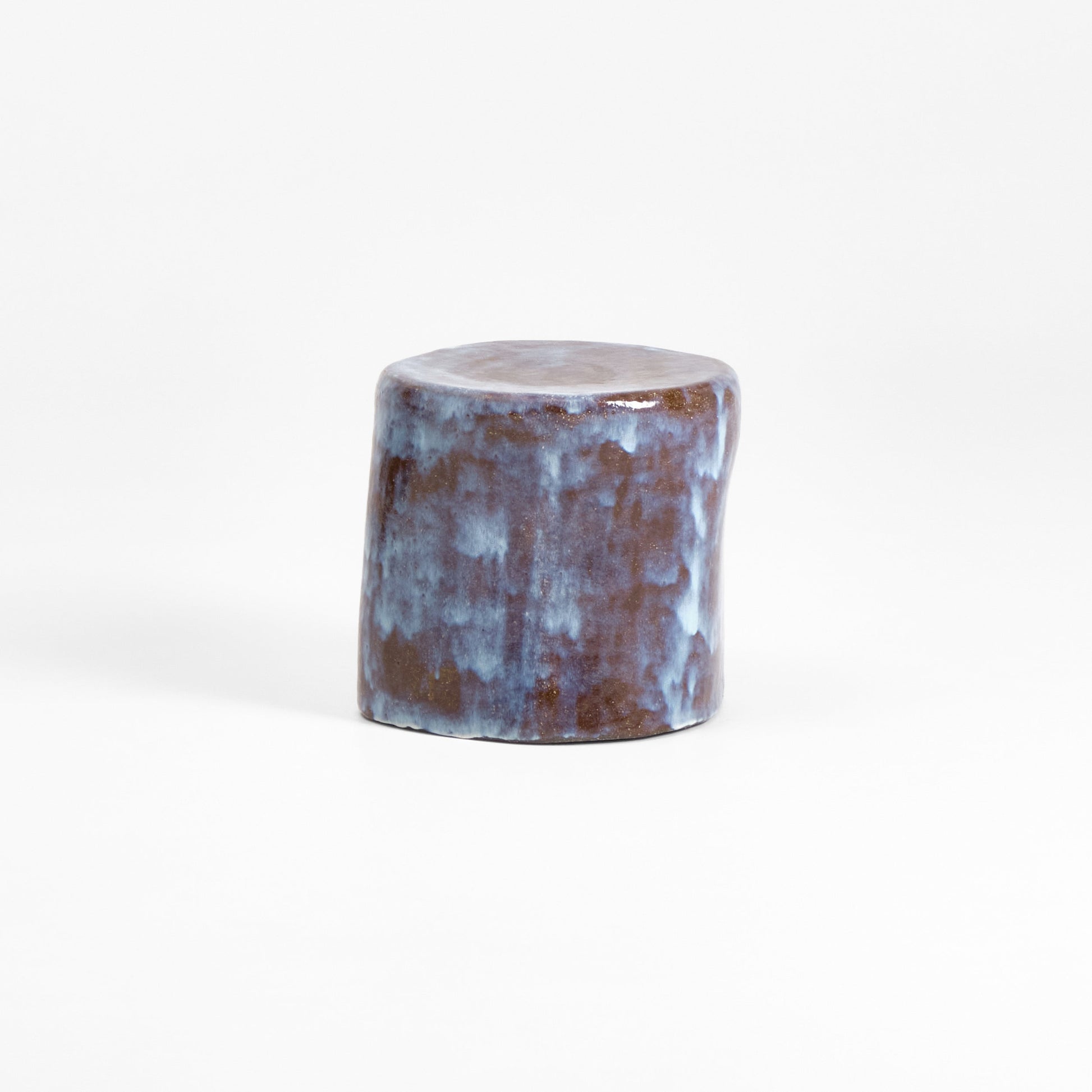 Small Ceramic Side Table in White on Brown End Tables