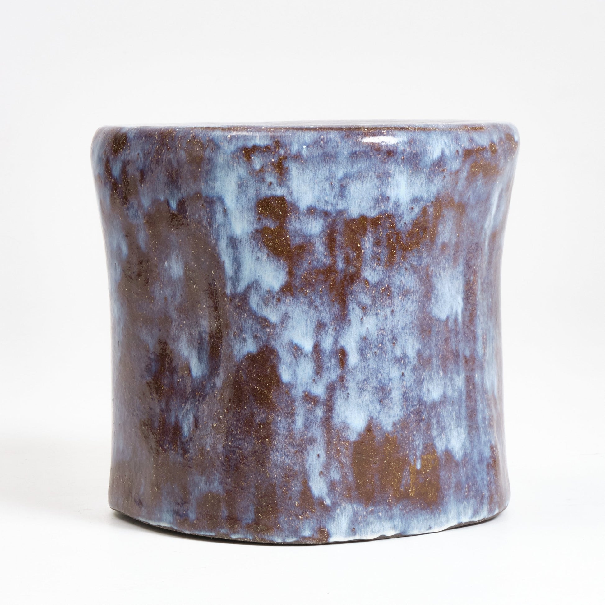 Small Ceramic Side Table in White on Brown End Tables
