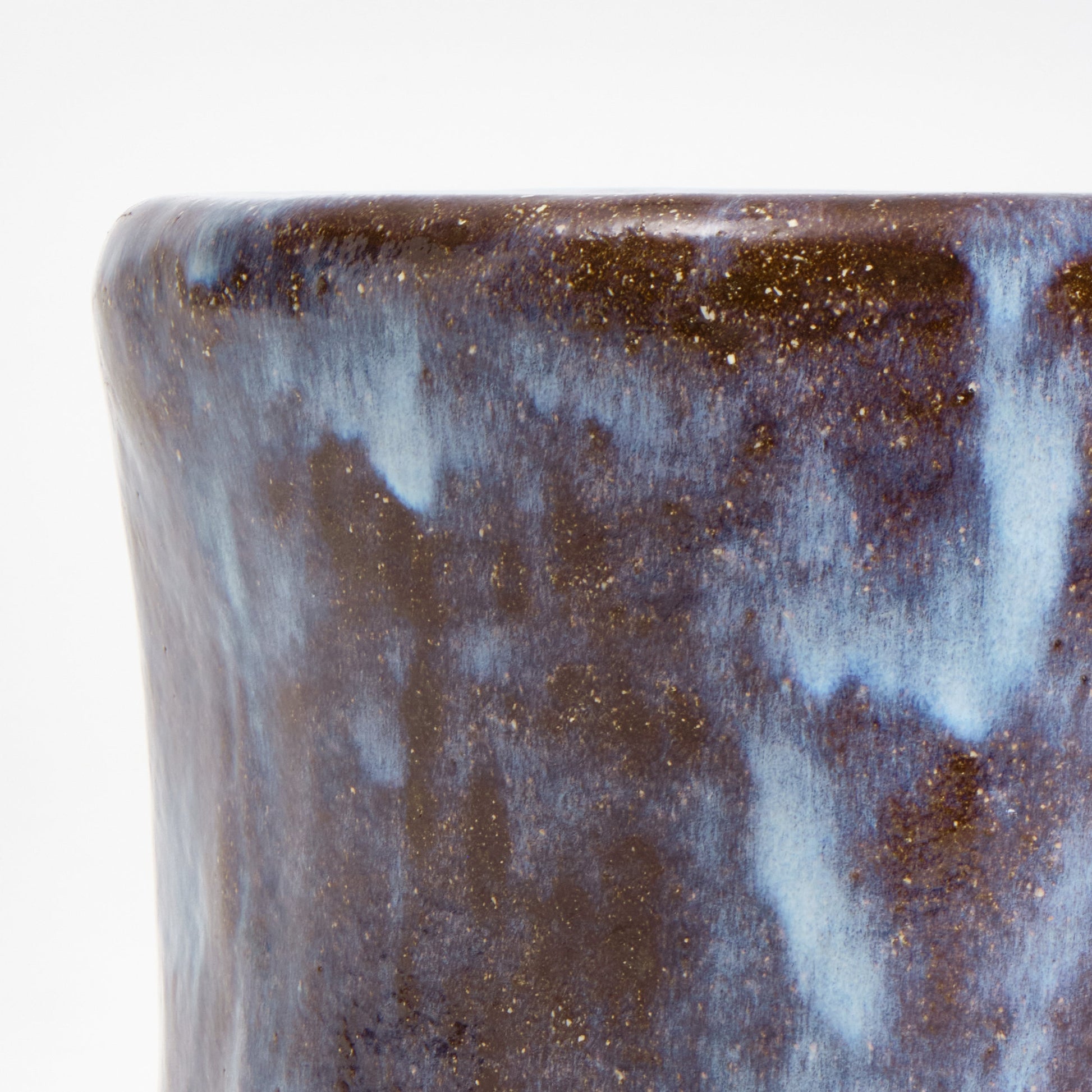 Small Ceramic Side Table in White on Brown End Tables