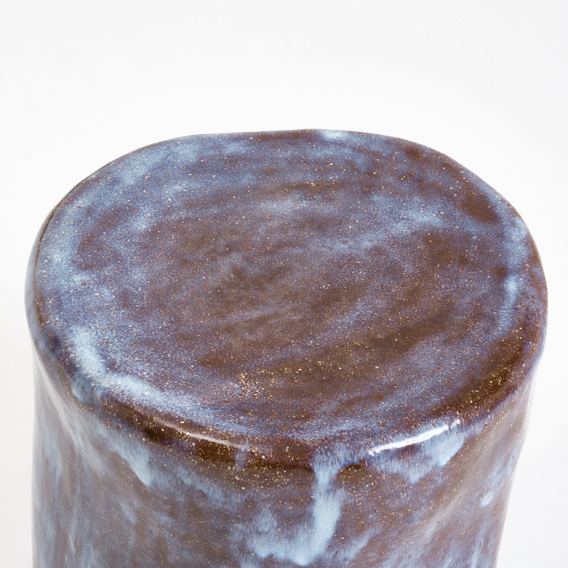 Small Ceramic Side Table in White on Brown End Tables