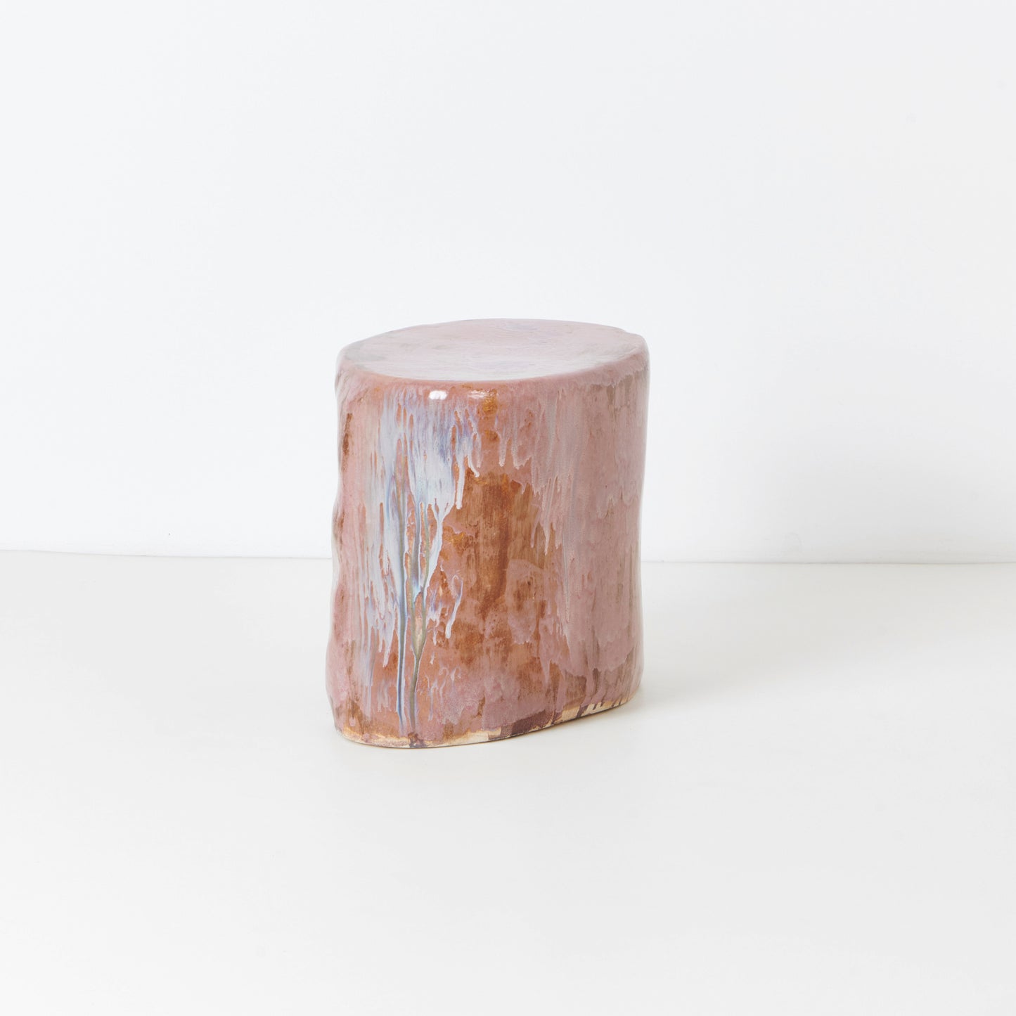 Small Ceramic Side Table in Petri Pink End Tables