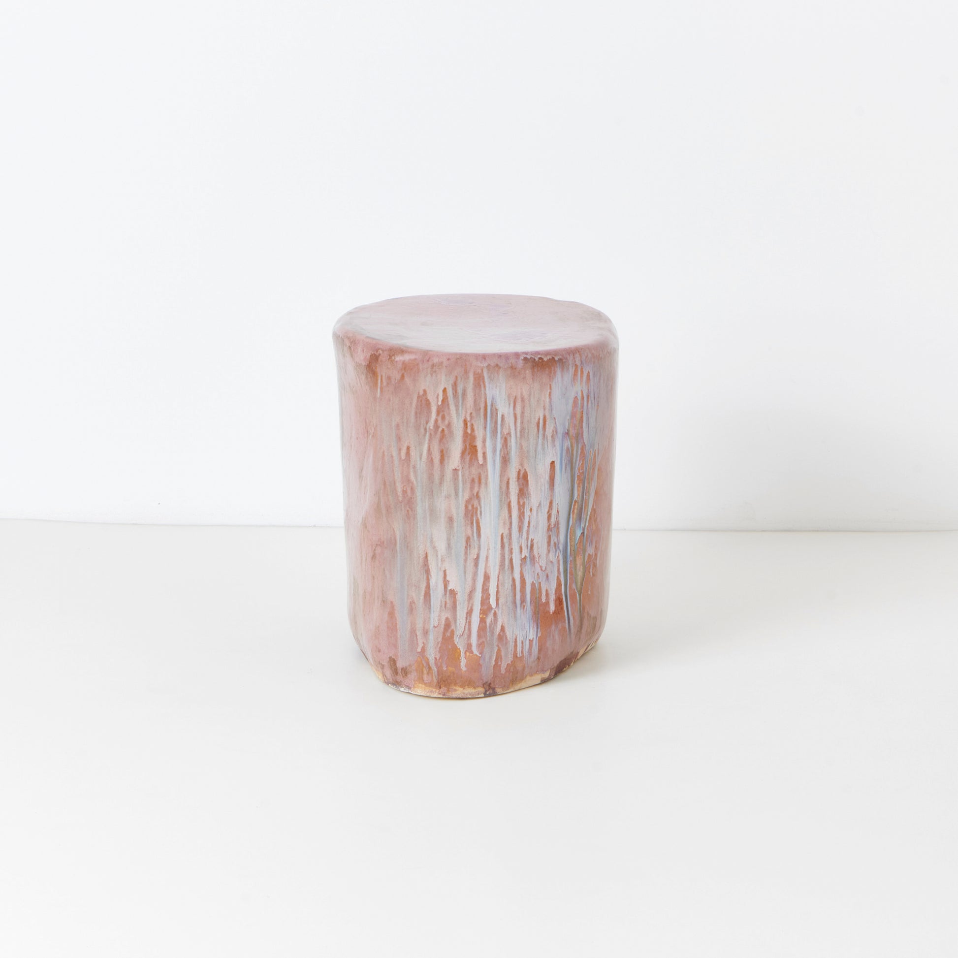 Small Ceramic Side Table in Petri Pink End Tables