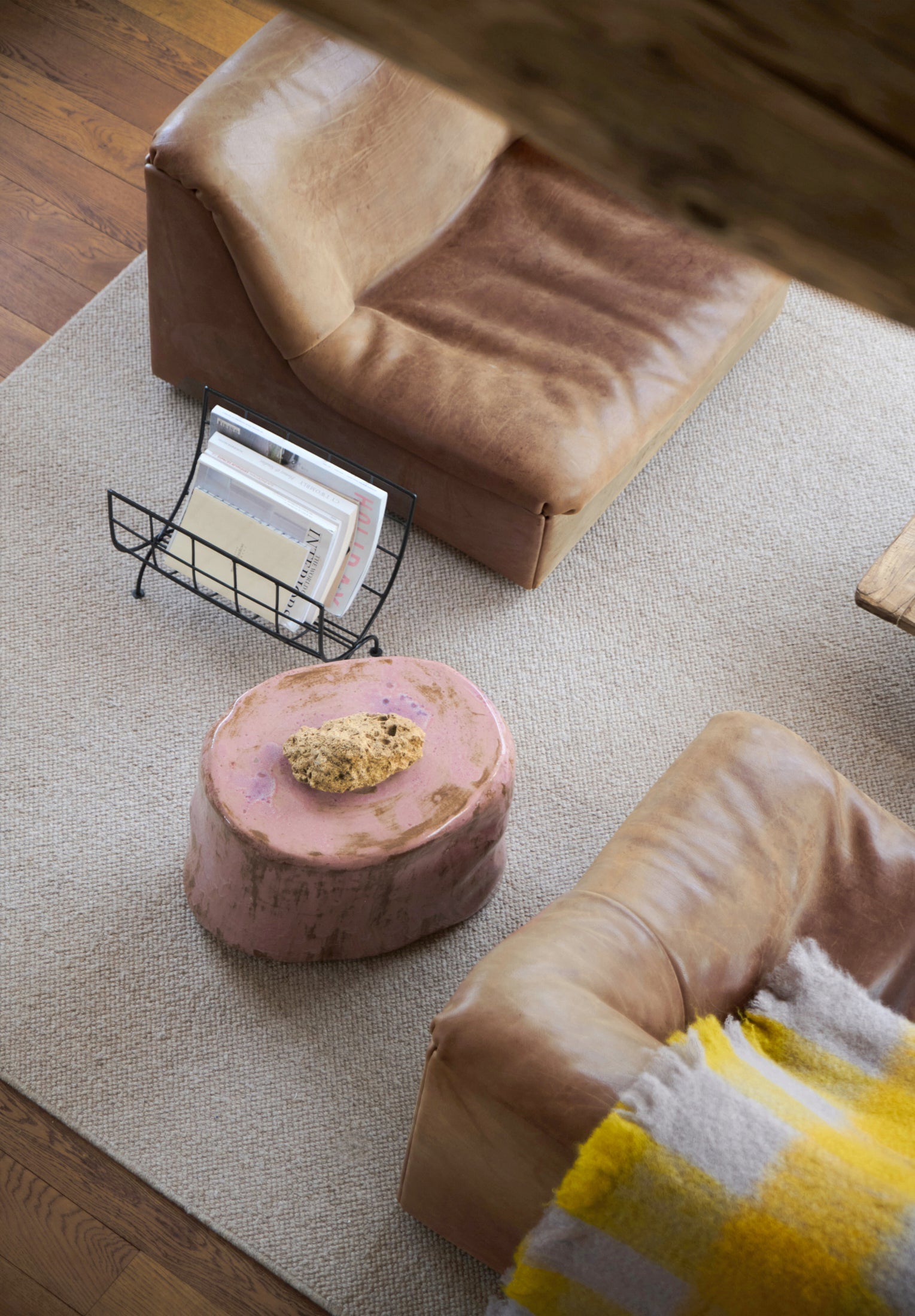 Small Ceramic Side Table in Petri Pink End Tables