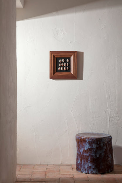 Small Ceramic Side Table in White on Brown End Tables