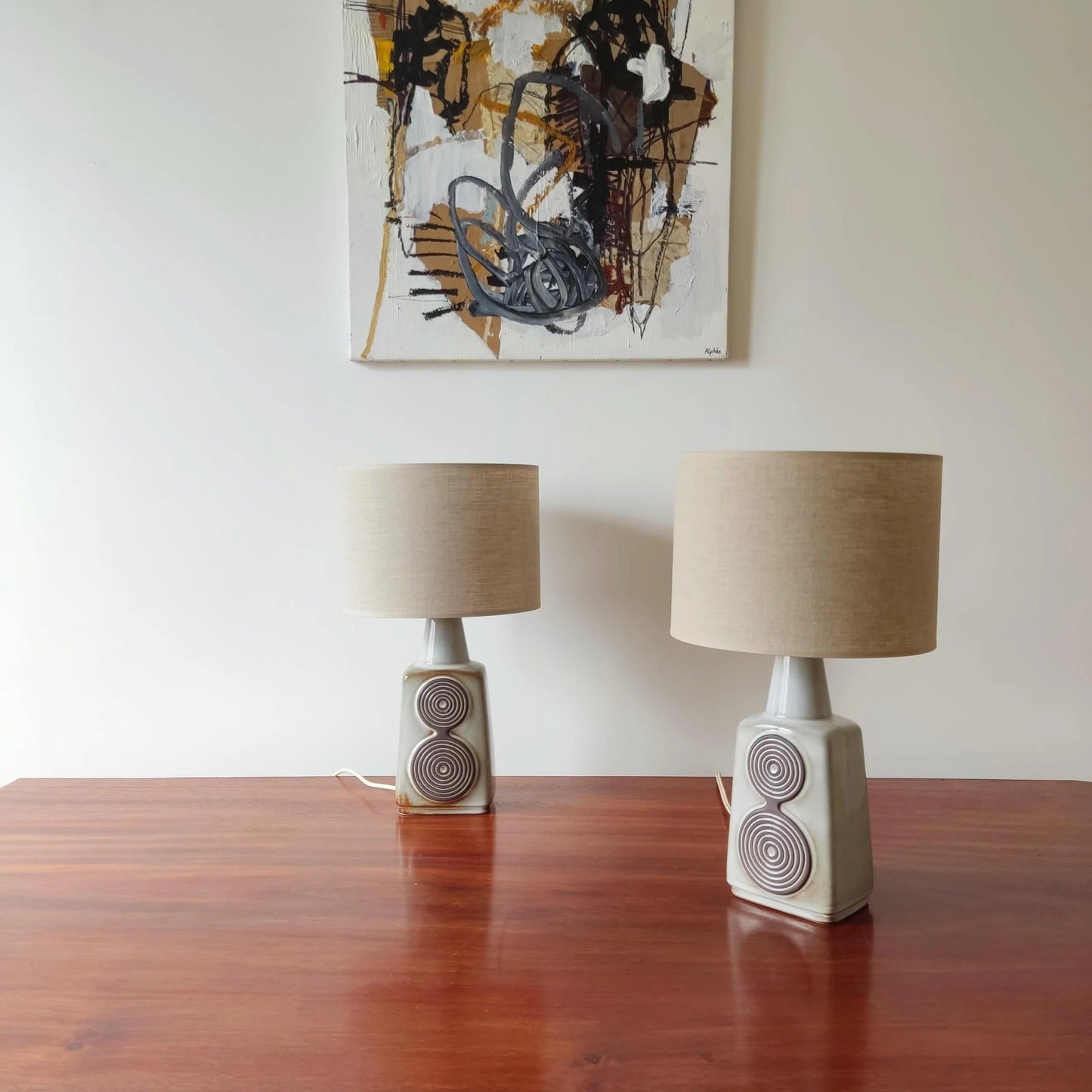Pair of Soholm Stentoj Ceramic Lamps - Denmark 1960s Table Lamps
