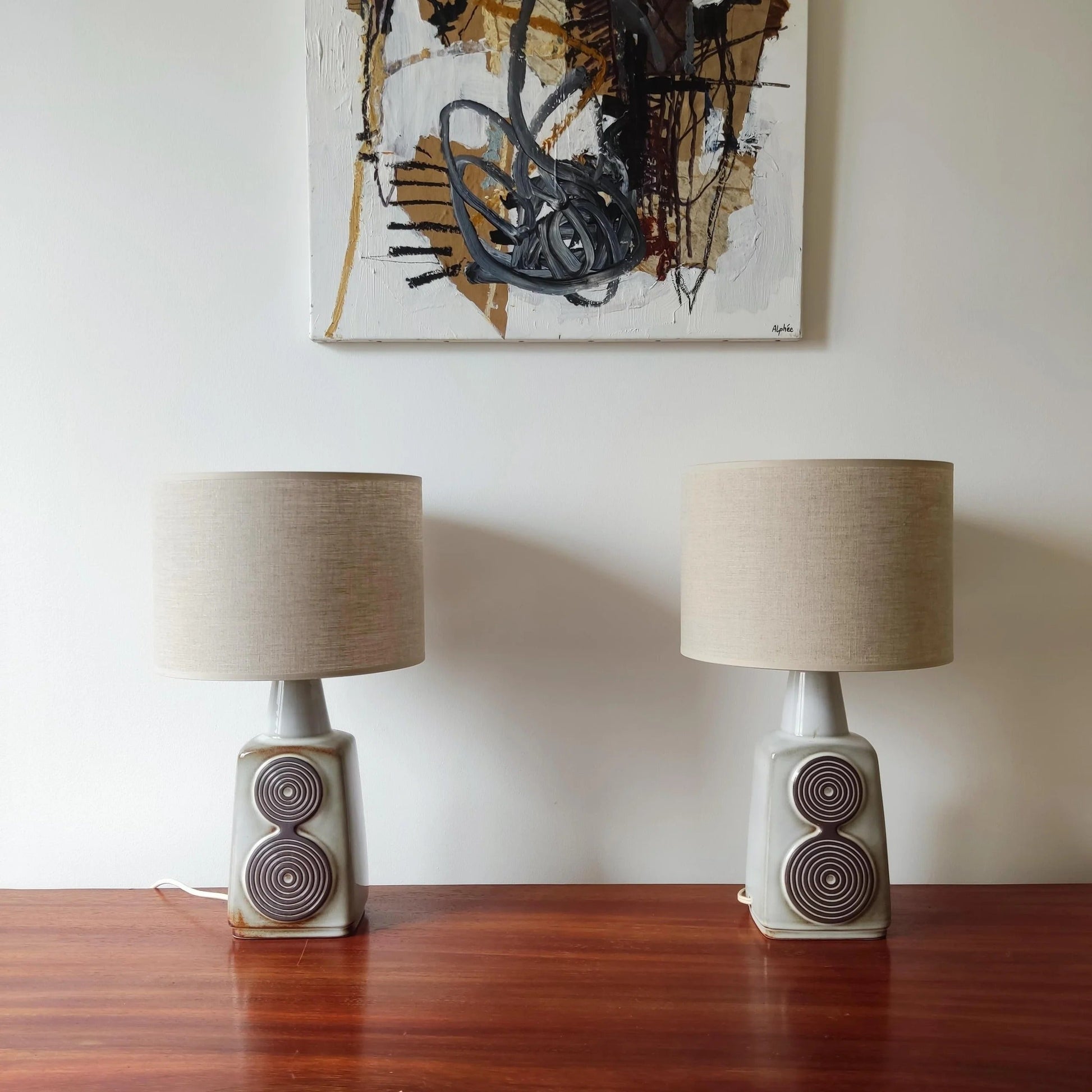 Pair of Soholm Stentoj Ceramic Lamps - Denmark 1960s Table Lamps