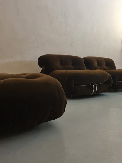 Soriana Armchairs and Pouf by Afra e Tobia Scarpa for Cassina, 1969 Chairs