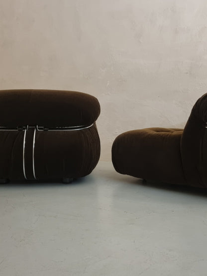 Soriana Armchairs and Pouf by Afra e Tobia Scarpa for Cassina, 1969 Chairs