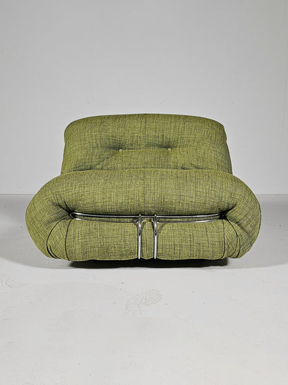 Soriana Lounge Chair in Green Linen, Afra & Tobia Scarpa, Cassina Chairs