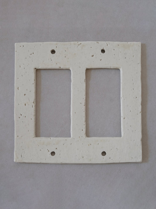 Square Double Gang Porcelain Light Switch Plate Hardware