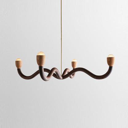 Squiggle Chandelier in Walnut + Red Oak