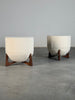 "TOTEMO" Architectural Stools by FORME in Ivory Dedar Milano Boucle, Walnut Legs Stools