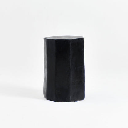 Tall Geometric Ceramic Side Table in Black End Tables