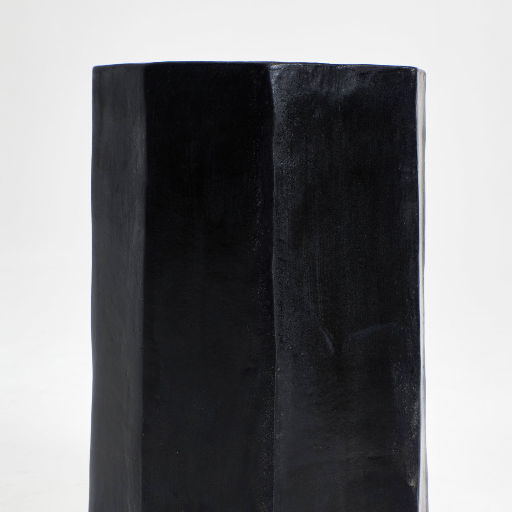 Tall Geometric Ceramic Side Table in Black End Tables