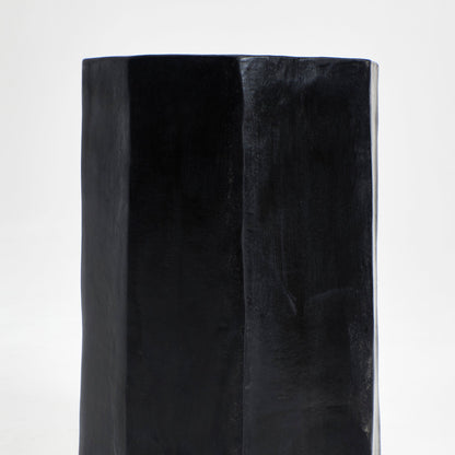 Tall Geometric Ceramic Side Table in Black End Tables