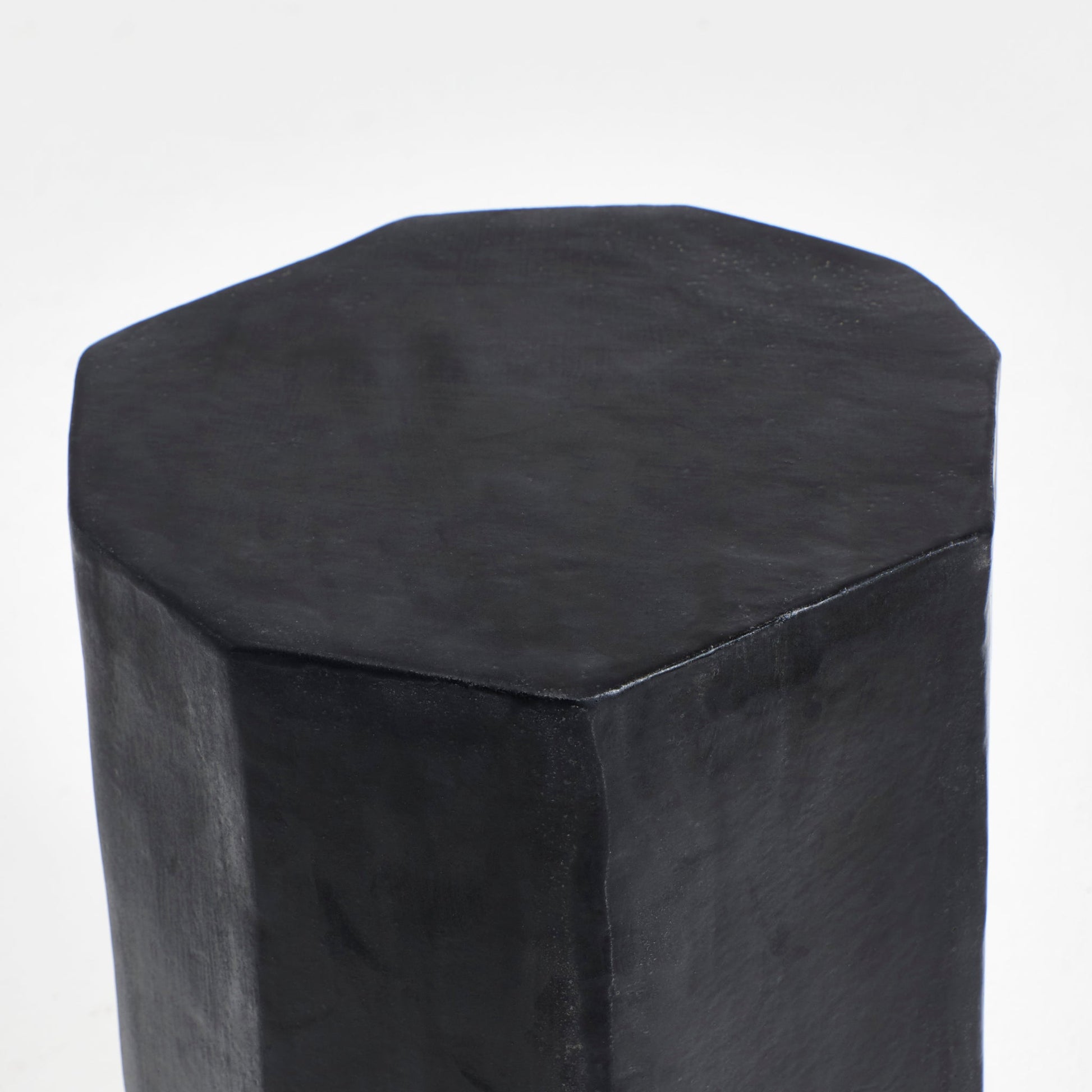Tall Geometric Ceramic Side Table in Black End Tables