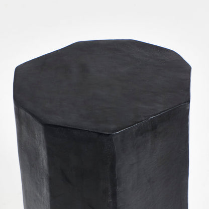 Tall Geometric Ceramic Side Table in Black End Tables