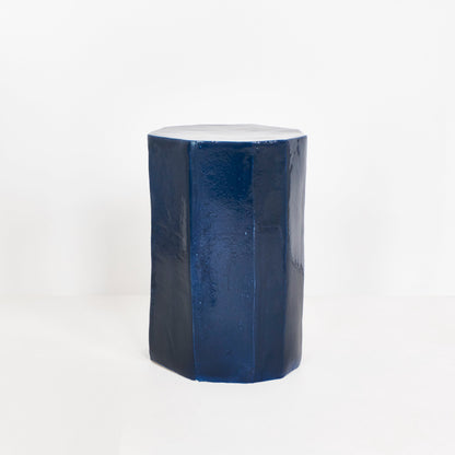Tall Geometric Ceramic Side Table in Navy End Tables