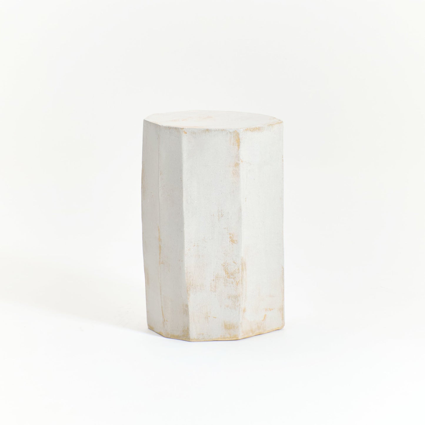 Tall Geometric Ceramic Side Table in White End Tables