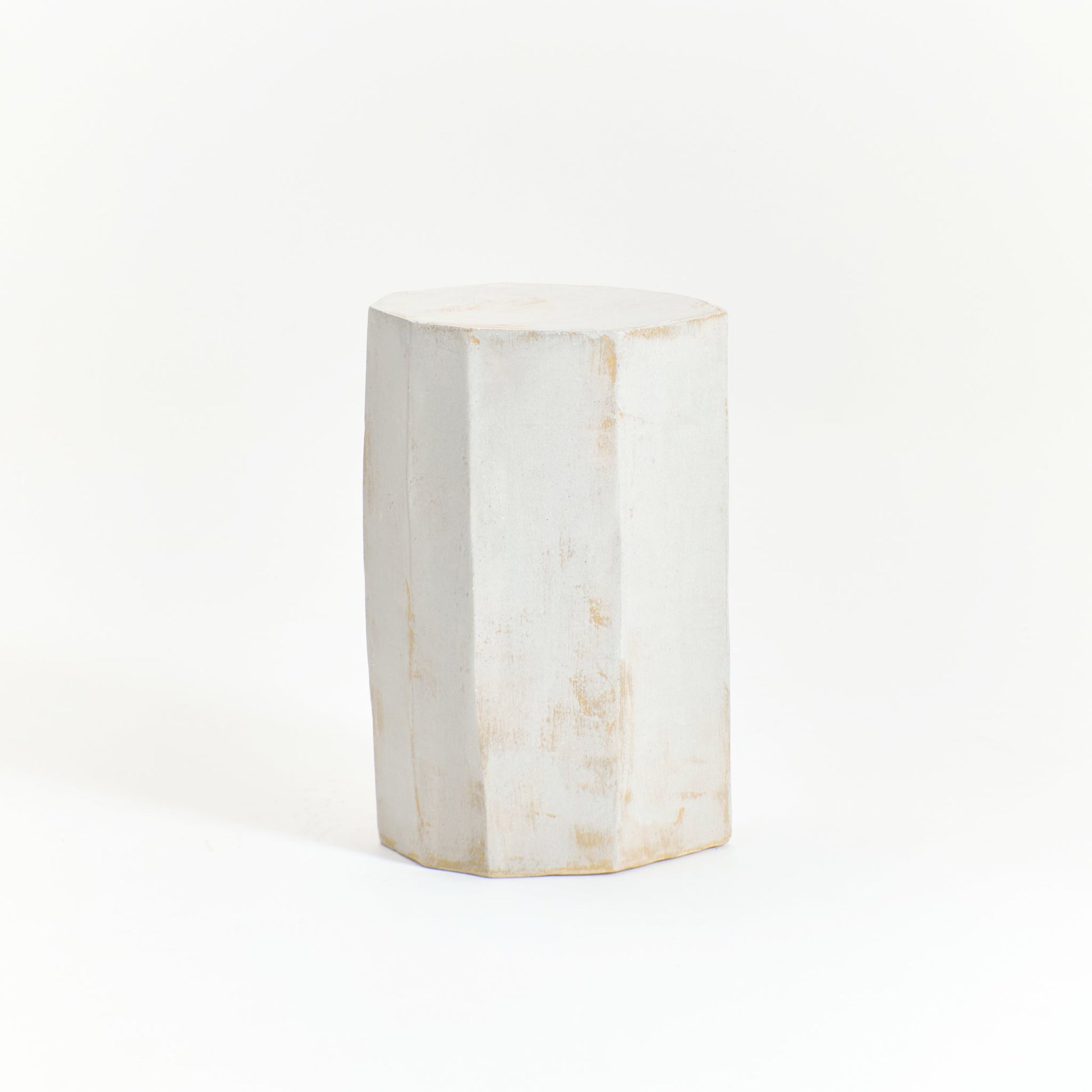 Tall Geometric Ceramic Side Table in White End Tables