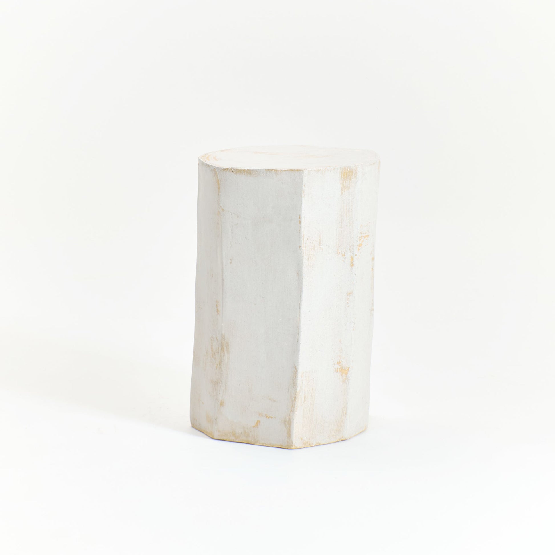 Tall Geometric Ceramic Side Table in White End Tables