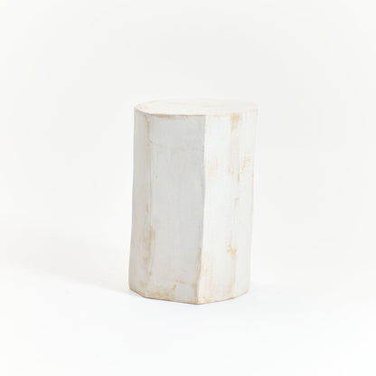 Tall Geometric Ceramic Side Table in White End Tables