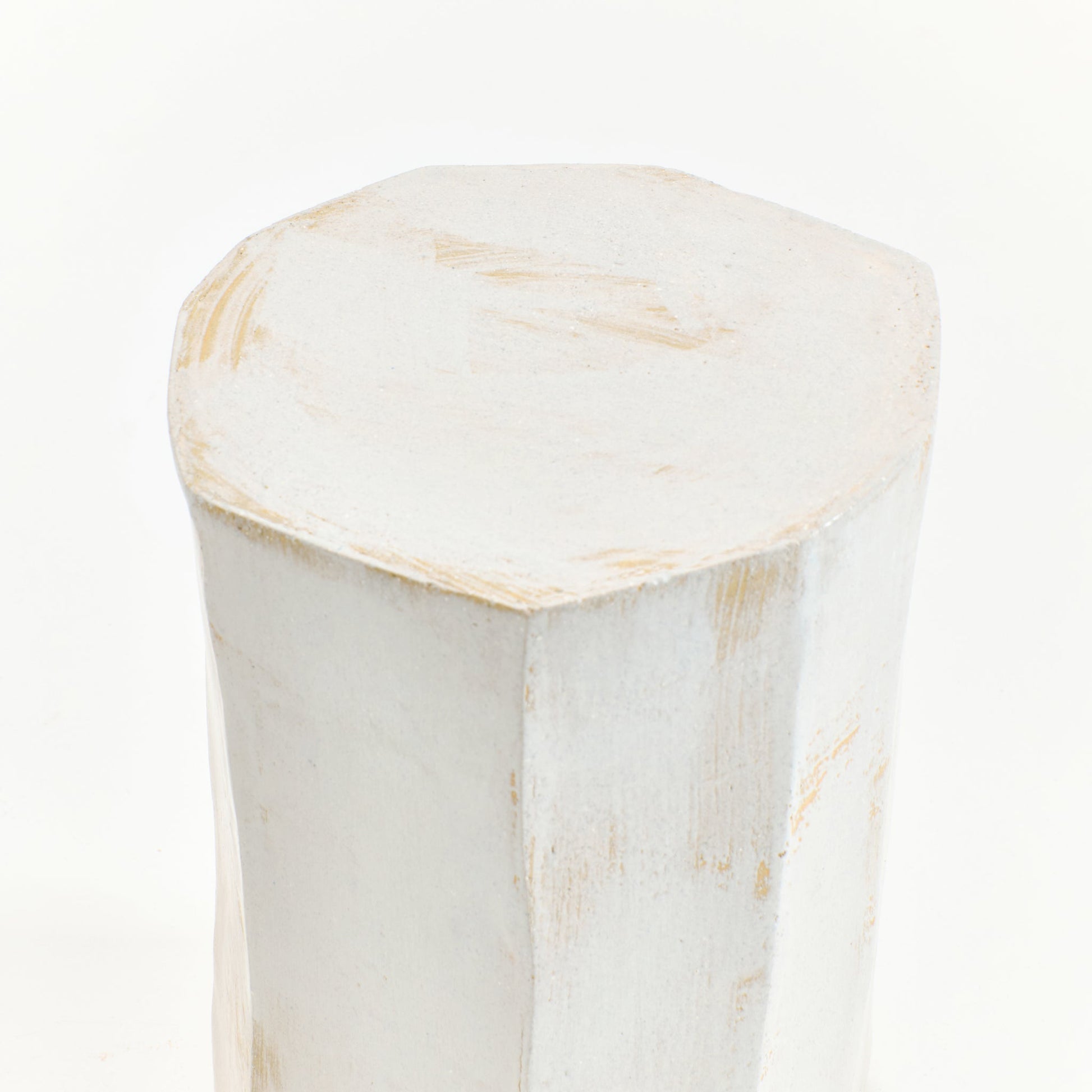 Tall Geometric Ceramic Side Table in White End Tables