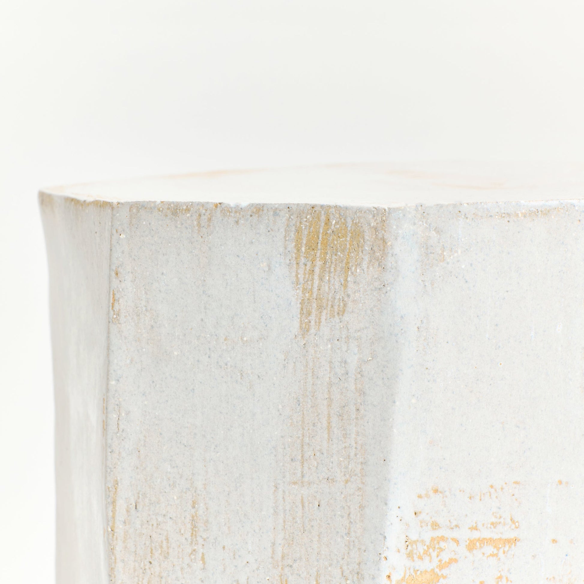 Tall Geometric Ceramic Side Table in White End Tables